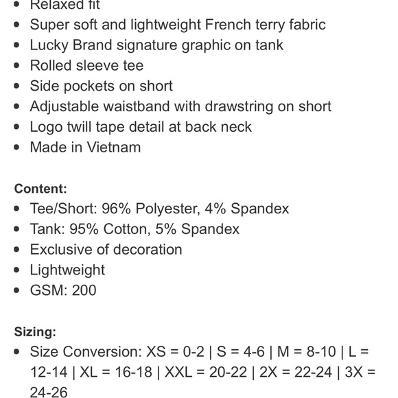 Lucky Brand Tee Tank Short Pajama Set Pink 3pc XL Nwt - Picture 7 of 8